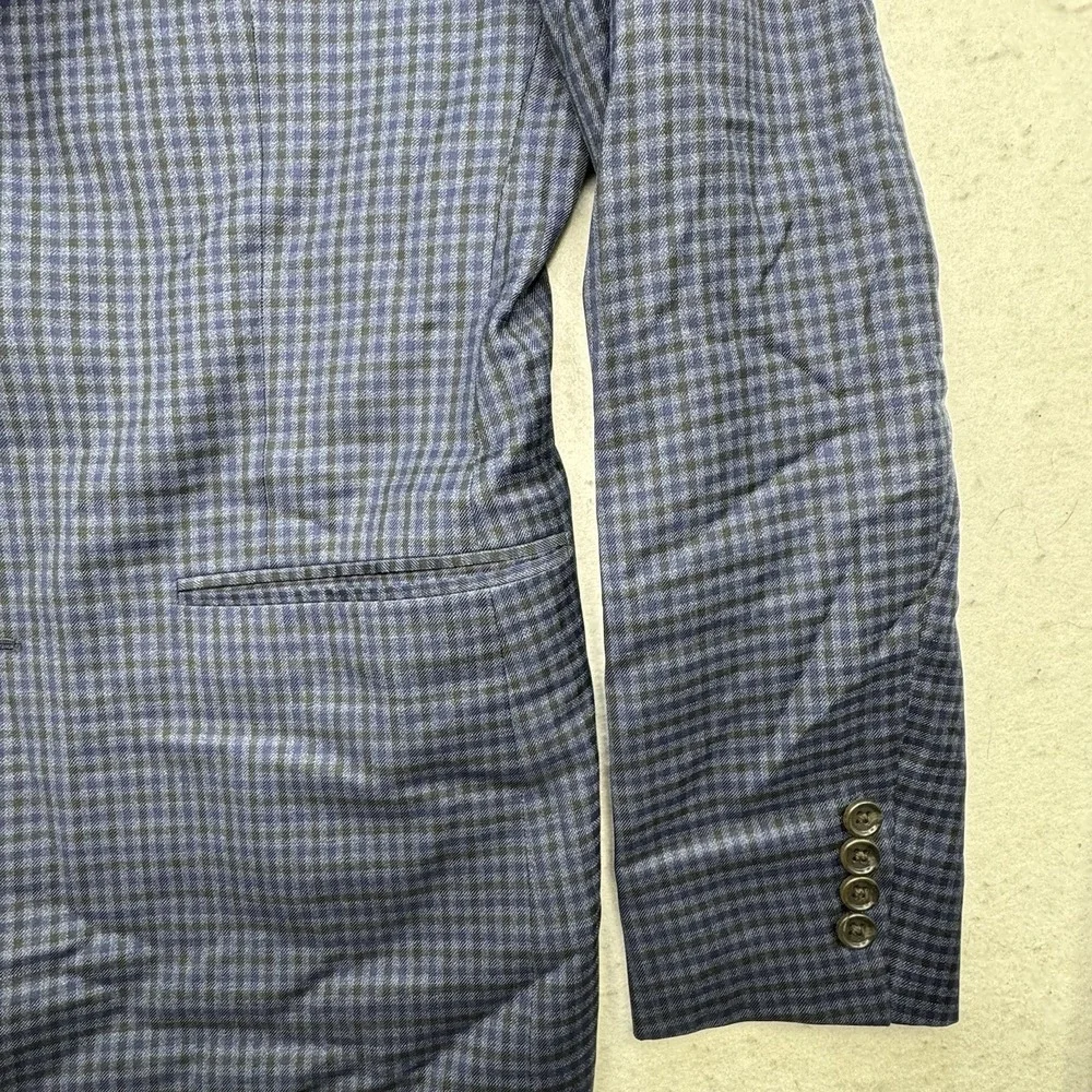 Bonobos‎ Men's Slim Fit Guabello 100% Wool Blue Plaid Blazer 40r 2 Button Preppy